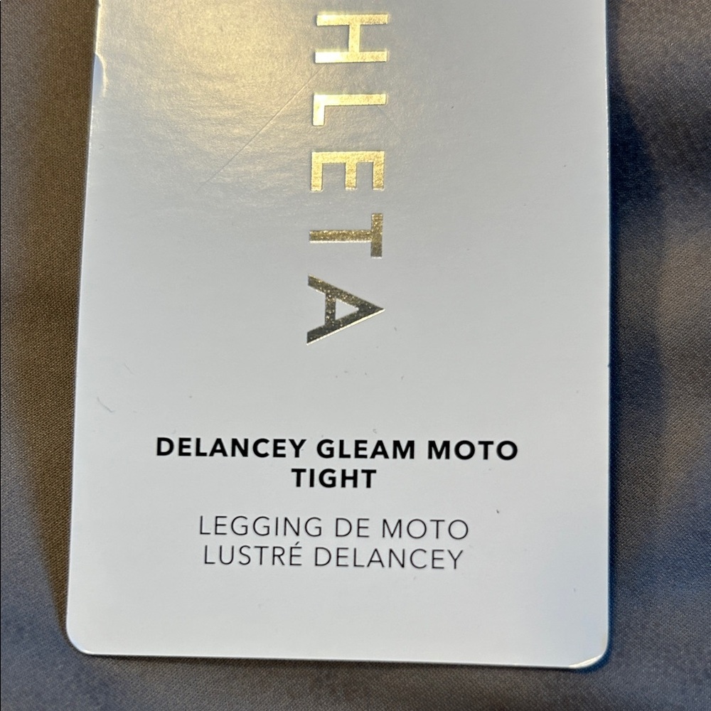 Athleta Delancey Moto Leggings Metallic Taupe Shimmer Size M NWT - Picture 4 of 14